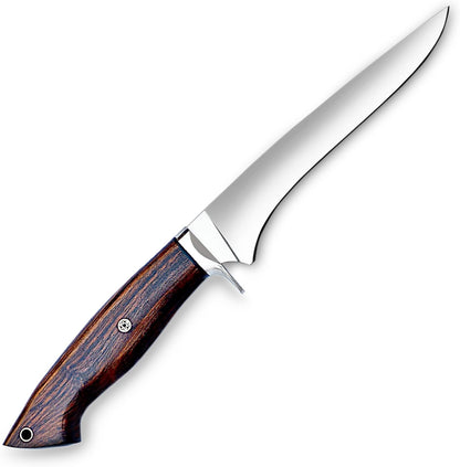 WARIVO 12.5-Inch Fillet Knife with Sheath, High Carbon Steel Sharp Boning Knife for Fish, Ergonomic Rosewood Handle, Deboning Knife for Meat Cutting, Trimming, Filleting, Kitchen and Outdoor