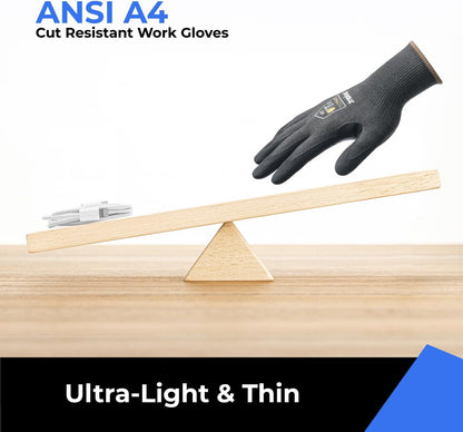Metal Q Cut Resistant Set, ANSI A4 Cut Resistant Work Gloves with Grip and Ultra Thin & Cut Resistant Sleeves for Thin Skin, Gardening, Pet Grooming