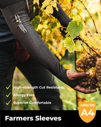 Metal Q Cut Resistant Set, ANSI A4 Cut Resistant Work Gloves with Grip and Ultra Thin & Cut Resistant Sleeves for Thin Skin, Gardening, Pet Grooming