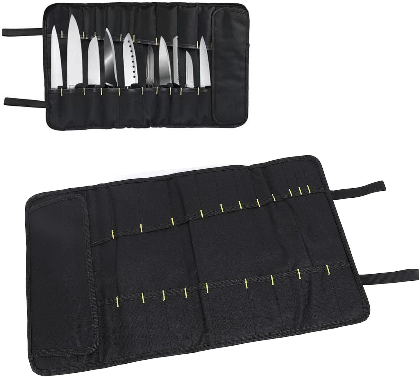 20 Slots Chef Knife Roll Bag, Portable Cutlery Knives Holders Protectors, Canvas Knife Case Holds for Home Kitchen Travel Camping (Red)