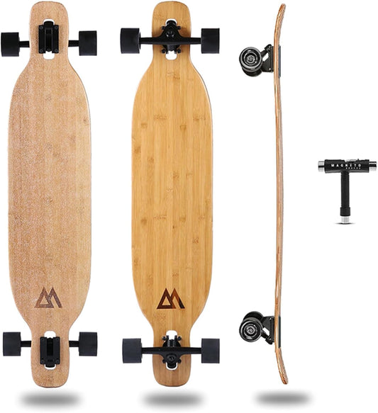 Longboards Bamboo Longboards for Cruising, Carving, Free-Style, Downhill and Dancing (Bamboo Drop & Fiberglass Through Longboard)