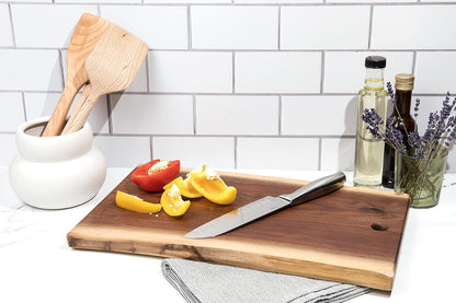 Live Edge Black Walnut Cutting Board – Amish Handmade in USA, One-of-a-Kind Charcuterie & Serving Board, Sustainably Harvested American Hardwood, 8"x12"| ArborDown