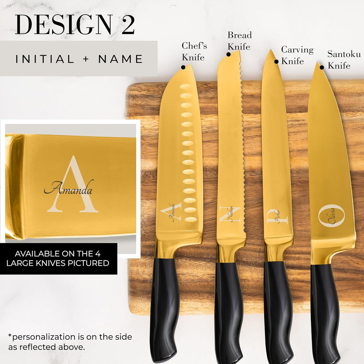 Black and Gold Knife Set with Block and Sharpener – 14-Piece Full Tang Golden Knives with Self-Sharpening Knife Block – Gold Kitchen Accessories for Cooking and Prepping; Ideal for Gifting