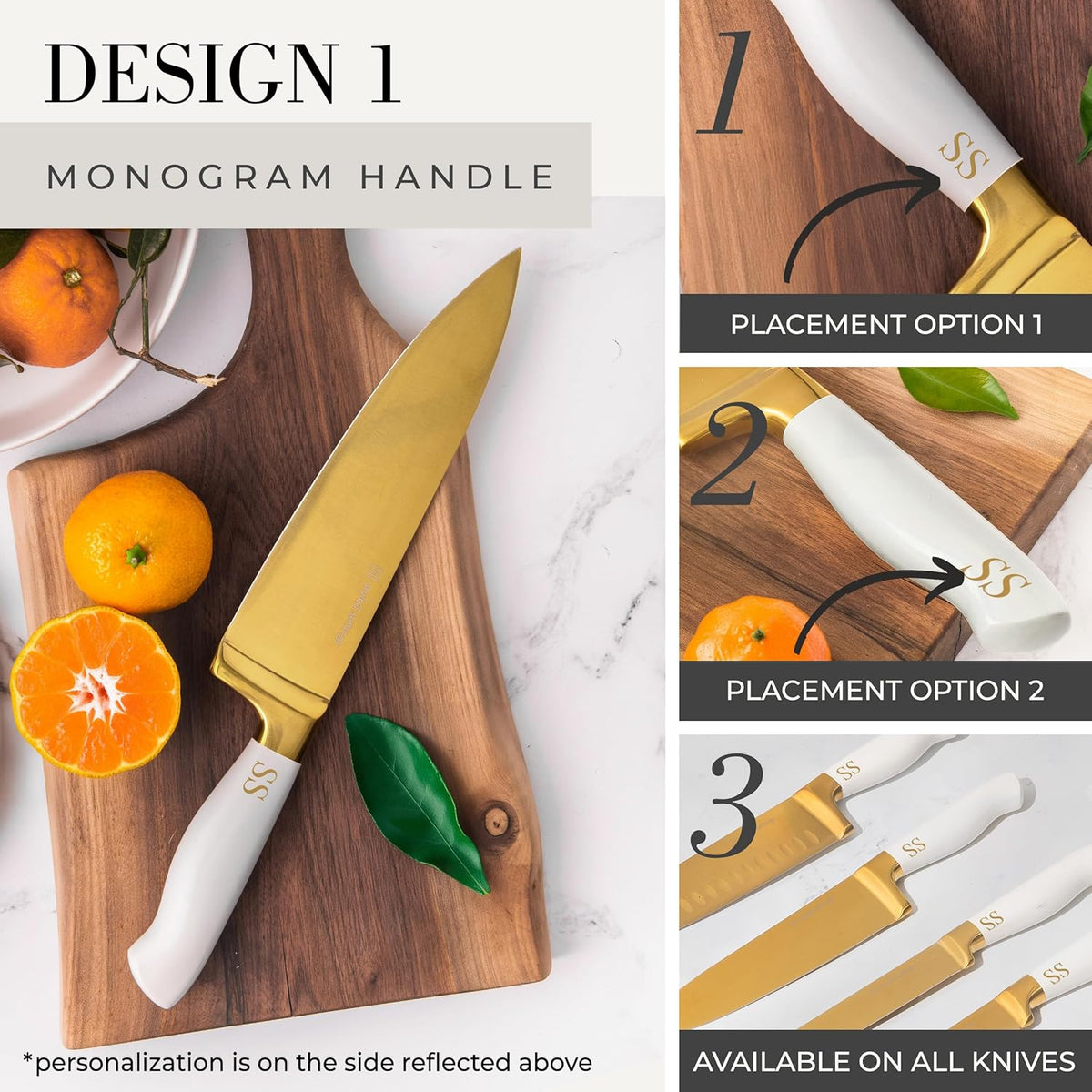 Black and Gold Knife Set with Block and Sharpener – 14-Piece Full Tang Golden Knives with Self-Sharpening Knife Block – Gold Kitchen Accessories for Cooking and Prepping; Ideal for Gifting