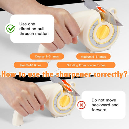 6-in-1 Knife Sharpener, 6-Stage Kitchen Knife Sharpener Helps Repair, Restore, Polish Pocket Knife, Chefs knife and Scissors with Ergonomic Non-Slip Grip - Beige
