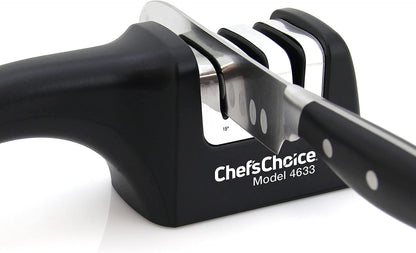 Professional Manual Knife Sharpeners AngleSelect for 15- and 20-Degree Straight-Edge and Serrated Knives with Diamond Abrasives Precise Angle Control & Compact Footprint, 2-Stage, Black