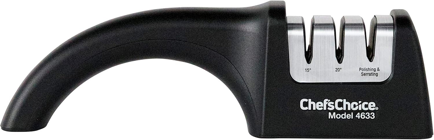 Professional Manual Knife Sharpeners AngleSelect for 15- and 20-Degree Straight-Edge and Serrated Knives with Diamond Abrasives Precise Angle Control & Compact Footprint, 2-Stage, Black