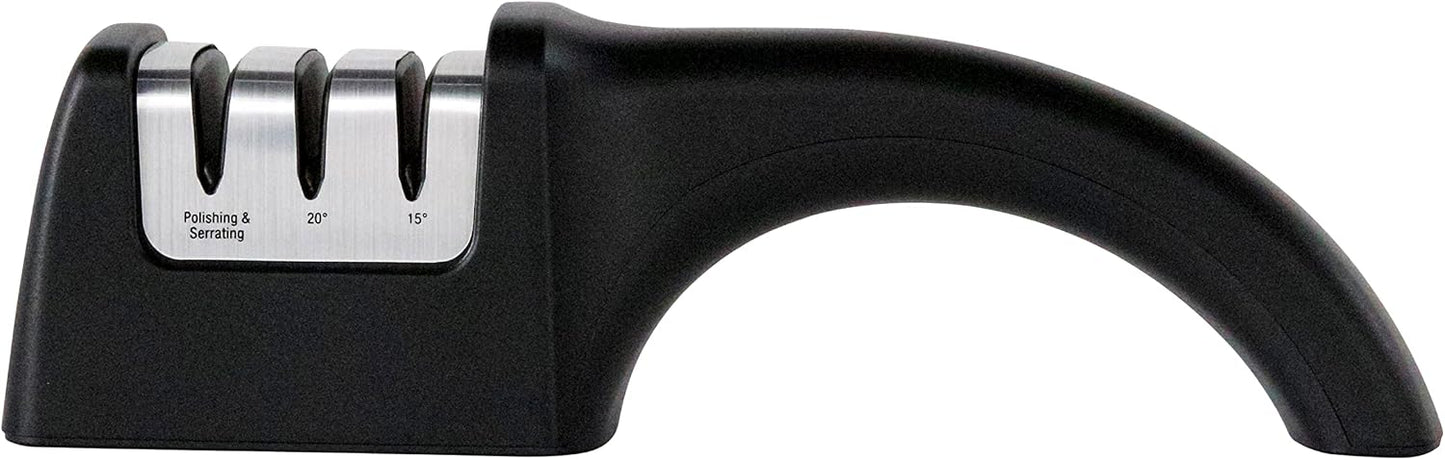 Professional Manual Knife Sharpeners AngleSelect for 15- and 20-Degree Straight-Edge and Serrated Knives with Diamond Abrasives Precise Angle Control & Compact Footprint, 2-Stage, Black