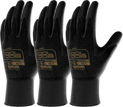 A3 Cut Resistant Safety Work Gloves with Nitrile Grip, Touchscreen & Flexible for Gardening Fishing Construction
