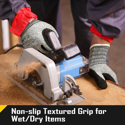 A3 Cut Resistant Safety Work Gloves with Nitrile Grip, Touchscreen & Flexible for Gardening Fishing Construction