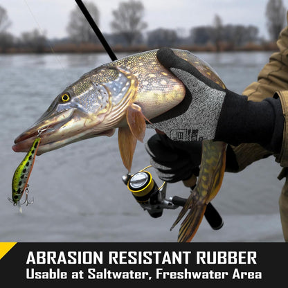 A3 Cut Resistant Safety Work Gloves with Nitrile Grip, Touchscreen & Flexible for Gardening Fishing Construction