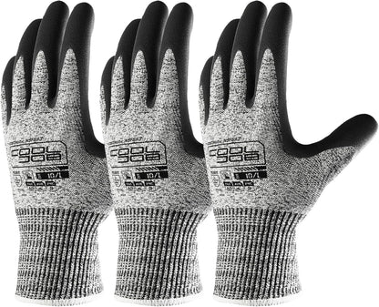 A3 Cut Resistant Safety Work Gloves with Nitrile Grip, Touchscreen & Flexible for Gardening Fishing Construction
