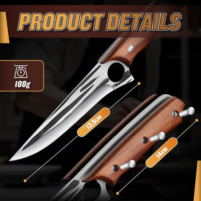 TOMBRO Damascus Boning Knife, 5.5" Full Tang with Rosewood Handle, Versatile Deboning & Meat Trimming Knife (6.5 Inches)