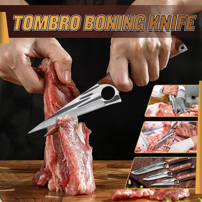 TOMBRO Damascus Boning Knife, 5.5" Full Tang with Rosewood Handle, Versatile Deboning & Meat Trimming Knife (6.5 Inches)