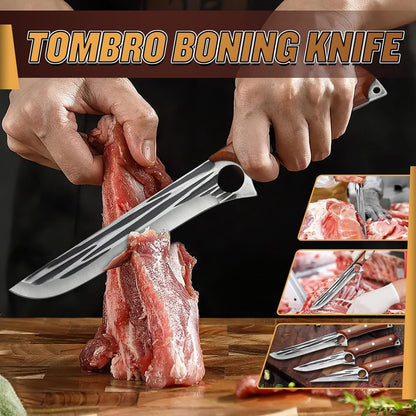 TOMBRO Damascus Boning Knife, 5.5" Full Tang with Rosewood Handle, Versatile Deboning & Meat Trimming Knife (6.5 Inches)