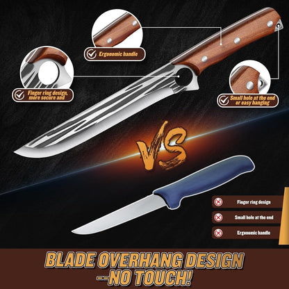 TOMBRO Damascus Boning Knife, 5.5" Full Tang with Rosewood Handle, Versatile Deboning & Meat Trimming Knife (6.5 Inches)