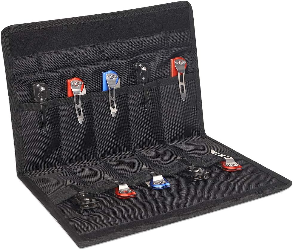 Knife Display Case for 10 Pocket Knives, Folding Knife Storage Organizer, Knives Collection Pouch for Survival, Outdoor