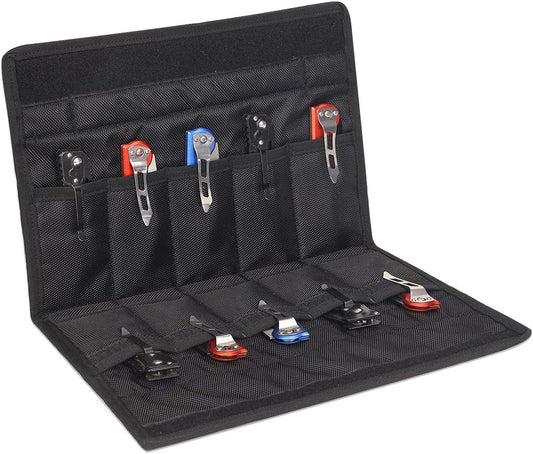 Knife Display Case for 10 Pocket Knives, Folding Knife Storage Organizer, Knives Collection Pouch for Survival, Outdoor