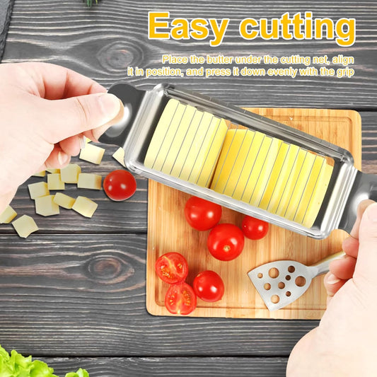 Cheese Slicer for Block Cheese:18 Wires Cut 1/4 Inch Butter Cutter, Stainless Steel Slicers for Butter Squares Bulk Cutting with Cheese knife, Dishwasher Safe
