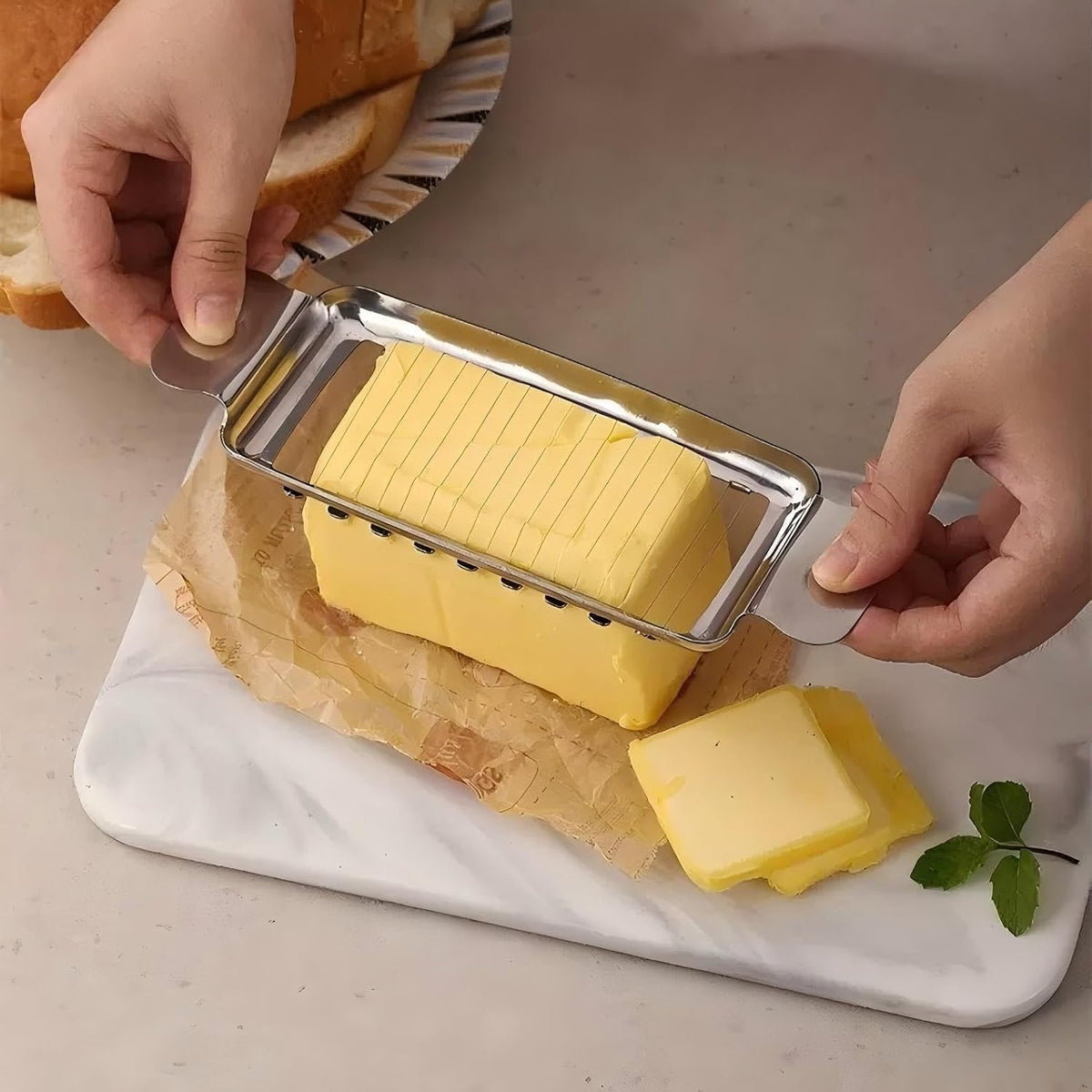Cheese Slicer for Block Cheese:18 Wires Cut 1/4 Inch Butter Cutter, Stainless Steel Slicers for Butter Squares Bulk Cutting with Cheese knife, Dishwasher Safe