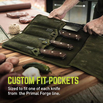 PrimalForge Nakiri Knife | Precision Cutting, Vegetable Cutlery, Home & Professional Knife, Rugged Stonewash Finish, Sharp 5Cr15MoV Stainless-Steel, Wood Handle, Hand Forged Appearance