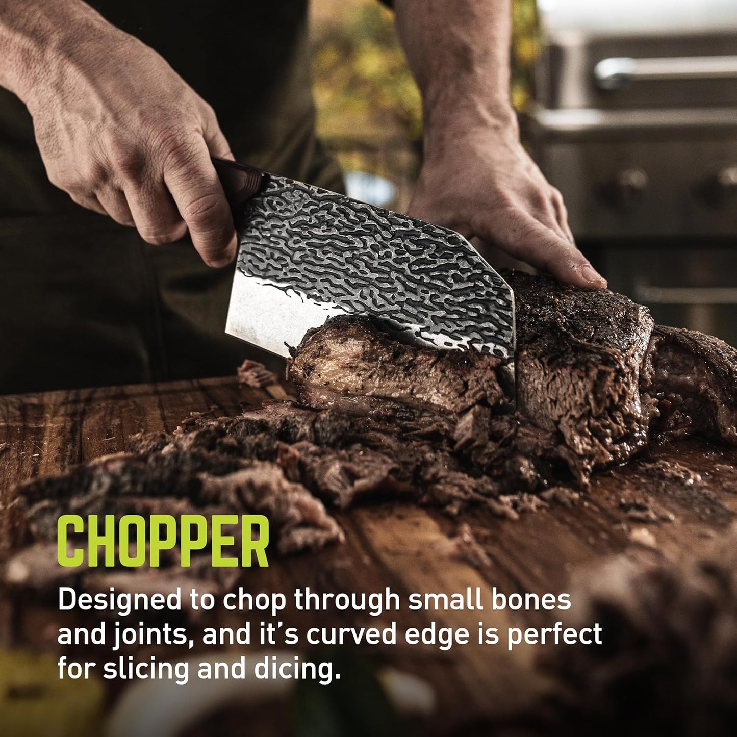 PrimalForge Nakiri Knife | Precision Cutting, Vegetable Cutlery, Home & Professional Knife, Rugged Stonewash Finish, Sharp 5Cr15MoV Stainless-Steel, Wood Handle, Hand Forged Appearance