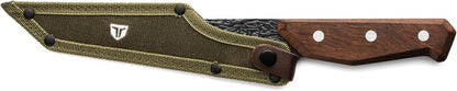 PrimalForge Nakiri Knife | Precision Cutting, Vegetable Cutlery, Home & Professional Knife, Rugged Stonewash Finish, Sharp 5Cr15MoV Stainless-Steel, Wood Handle, Hand Forged Appearance