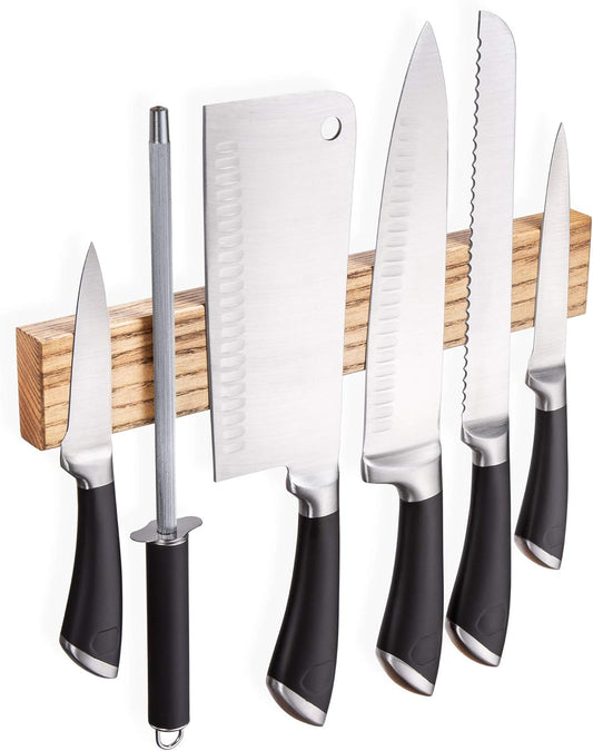 Ashtree Magnetic Knife Strip - 12 Inch Wooden Magnet Holder for Wall - Metal Knives Magnetic Rack Wood Knife Bar - Kitchen Strip Storage N-25