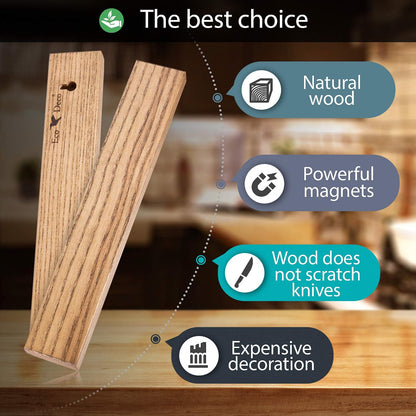Ashtree Magnetic Knife Strip - 12 Inch Wooden Magnet Holder for Wall - Metal Knives Magnetic Rack Wood Knife Bar - Kitchen Strip Storage N-25