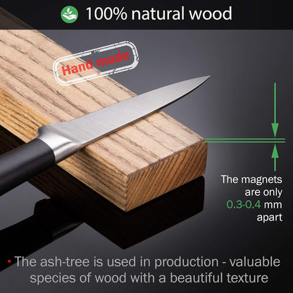 Ashtree Magnetic Knife Strip - 12 Inch Wooden Magnet Holder for Wall - Metal Knives Magnetic Rack Wood Knife Bar - Kitchen Strip Storage N-25