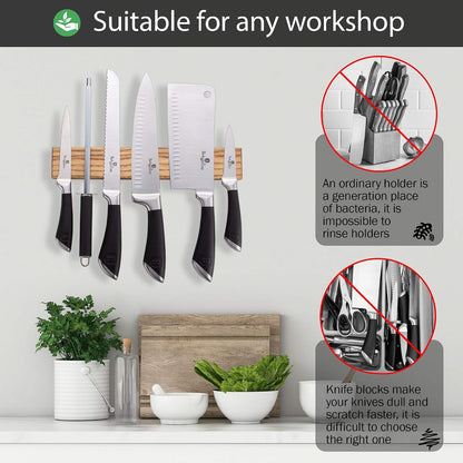 Ashtree Magnetic Knife Strip - 12 Inch Wooden Magnet Holder for Wall - Metal Knives Magnetic Rack Wood Knife Bar - Kitchen Strip Storage N-25