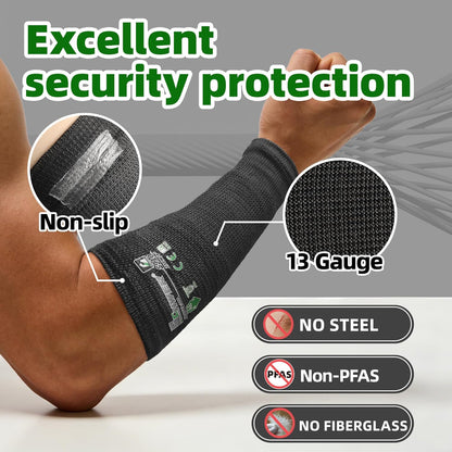 AIR-SKIN ANSI A6 Cut Resistant Arm Sleeves, Cooling Cut Sleeves with High Risk Cut Protection for Thin Skin, Gardening Safety Protective Sleeve for Farming, Yard, Pet Grooming, Black, 3 Pairs