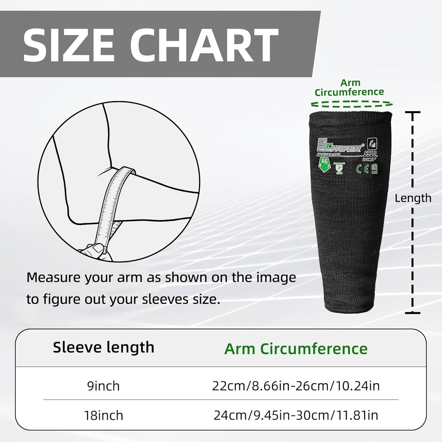 AIR-SKIN ANSI A6 Cut Resistant Arm Sleeves, Cooling Cut Sleeves with High Risk Cut Protection for Thin Skin, Gardening Safety Protective Sleeve for Farming, Yard, Pet Grooming, Black, 3 Pairs