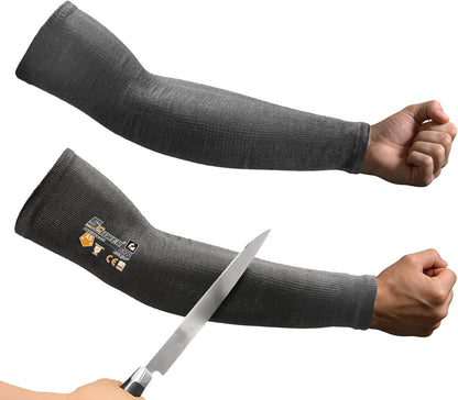 AIR-SKIN ANSI A6 Cut Resistant Arm Sleeves, Cooling Cut Sleeves with High Risk Cut Protection for Thin Skin, Gardening Safety Protective Sleeve for Farming, Yard, Pet Grooming, Black, 3 Pairs