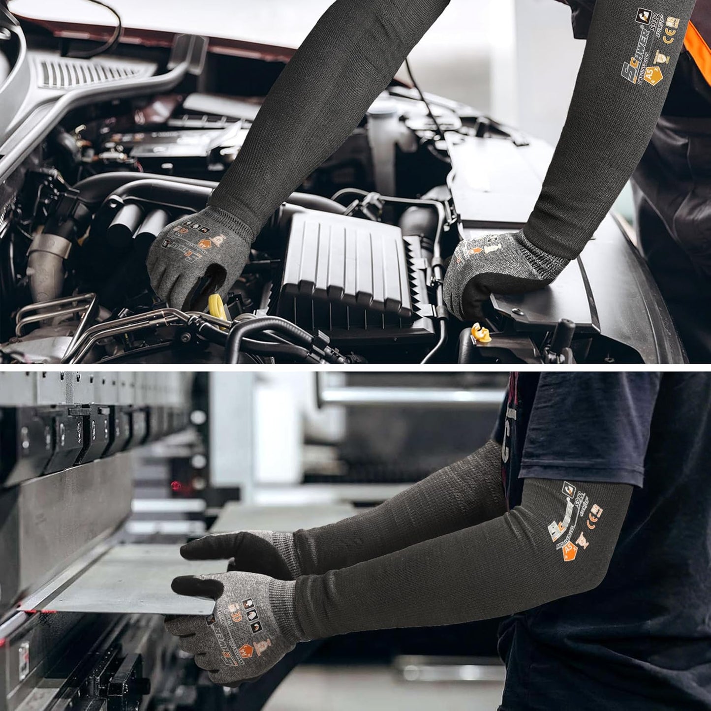 AIR-SKIN ANSI A6 Cut Resistant Arm Sleeves, Cooling Cut Sleeves with High Risk Cut Protection for Thin Skin, Gardening Safety Protective Sleeve for Farming, Yard, Pet Grooming, Black, 3 Pairs