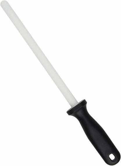 8inch Knife Sharpener, Professional White Ceramic Sharpening Rod Honing Stick Sharpener Stone Tool for Kitchen Chef's Knife Scissors, Total 12 in