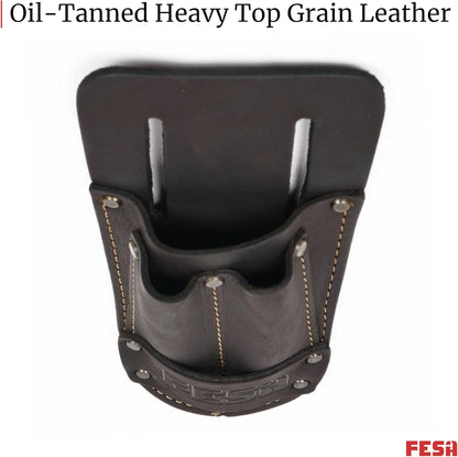 Leather Utility Knife Pouch - Top Grain Leather Knife Pouch for Belt with 2 Pen/Pencil Pockets & Heavy Duty Reinforced Rivets - Fits Belts up to 2" - Handcrafted