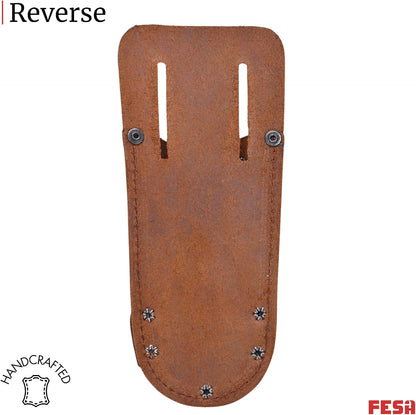 Leather Utility Knife Pouch - Top Grain Leather Knife Pouch for Belt with 2 Pen/Pencil Pockets & Heavy Duty Reinforced Rivets - Fits Belts up to 2" - Handcrafted