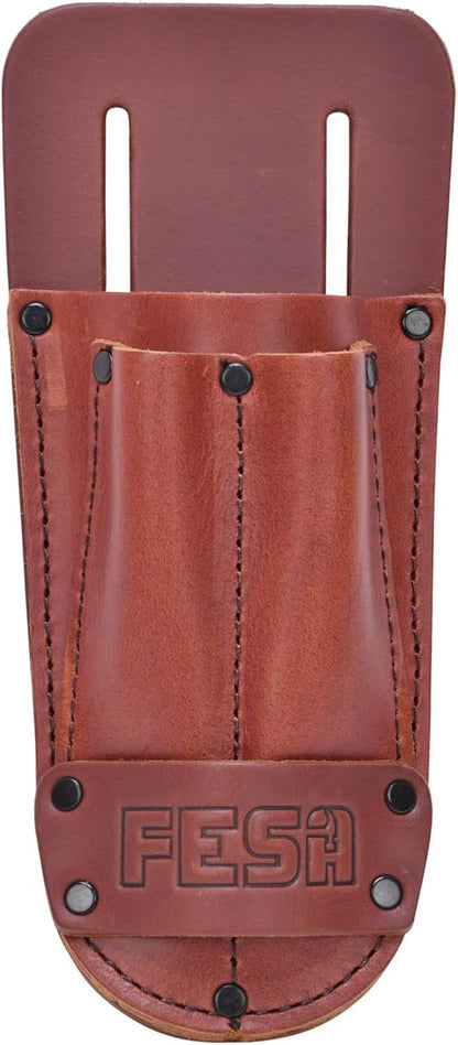 Leather Utility Knife Pouch - Top Grain Leather Knife Pouch for Belt with 2 Pen/Pencil Pockets & Heavy Duty Reinforced Rivets - Fits Belts up to 2" - Handcrafted