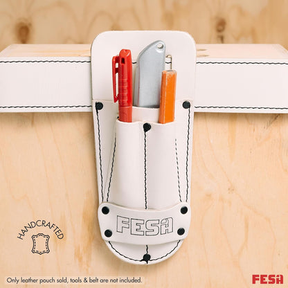 Leather Utility Knife Pouch - Top Grain Leather Knife Pouch for Belt with 2 Pen/Pencil Pockets & Heavy Duty Reinforced Rivets - Fits Belts up to 2" - Handcrafted