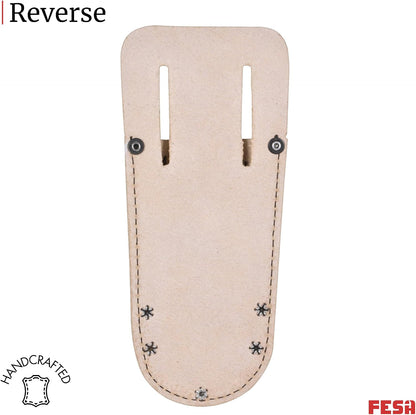 Leather Utility Knife Pouch - Top Grain Leather Knife Pouch for Belt with 2 Pen/Pencil Pockets & Heavy Duty Reinforced Rivets - Fits Belts up to 2" - Handcrafted
