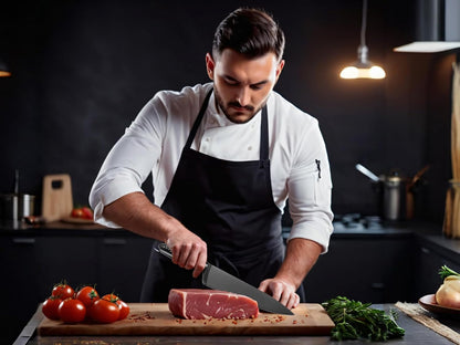 Chef Knife with Sheath, Sharp Kitchen Knife 8 inch Black Cooking Knives with German HC Steel