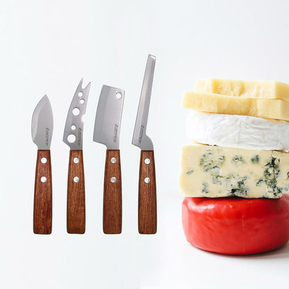 Cheese Knife, MATTSTONE HILL Cheese Knives Set - Soft & Semi Hard Cheese Knife, Soft Cheese Slicer, Cheese Cleaver, Hard Cheese Cutter, Premium Stainless Steel, Wood Handle