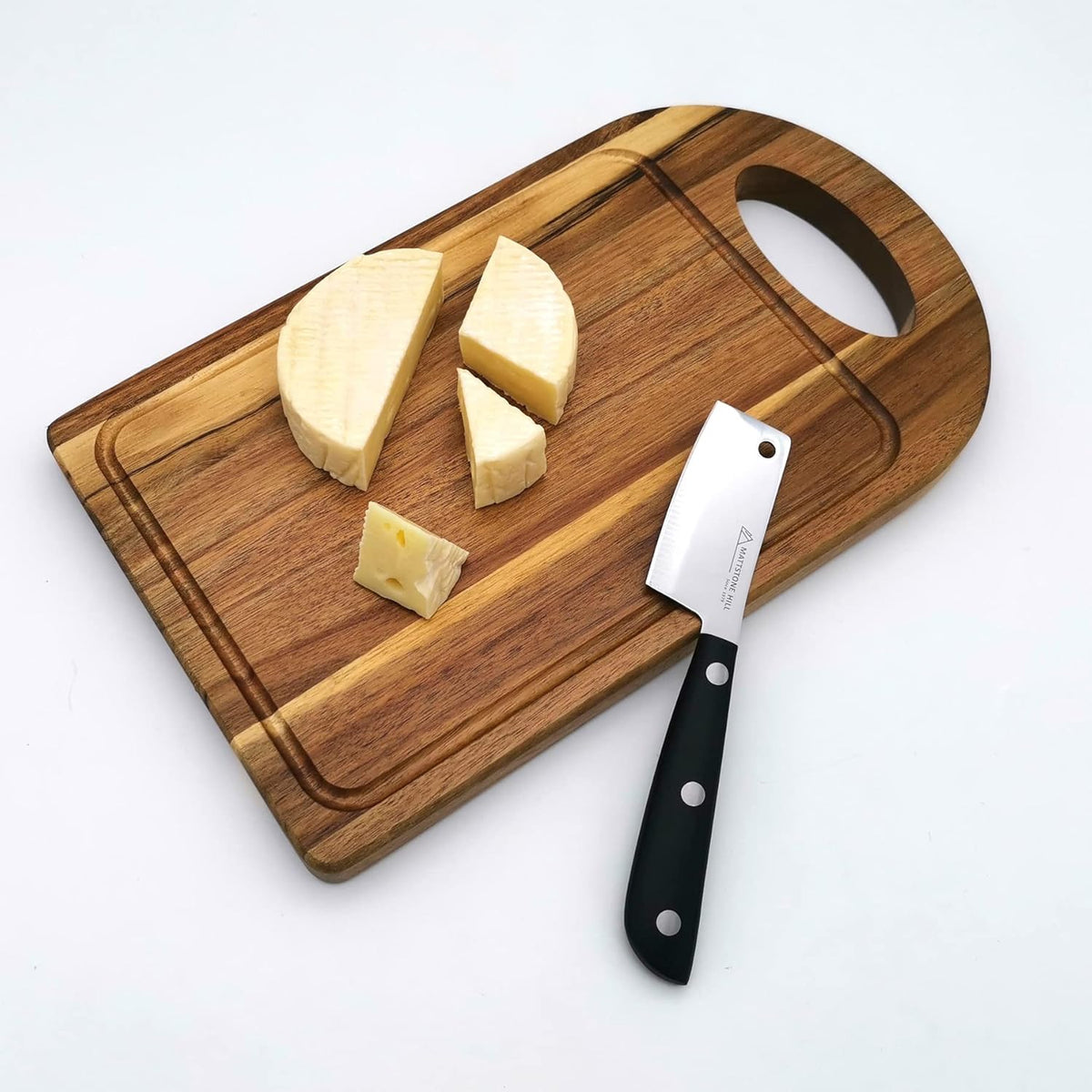 Cheese Knife, MATTSTONE HILL Cheese Knives Set - Soft & Semi Hard Cheese Knife, Soft Cheese Slicer, Cheese Cleaver, Hard Cheese Cutter, Premium Stainless Steel, Wood Handle