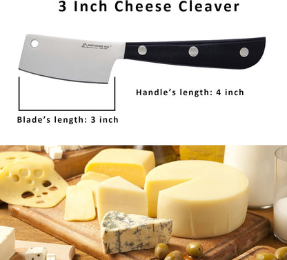 Cheese Knife, MATTSTONE HILL Cheese Knives Set - Soft & Semi Hard Cheese Knife, Soft Cheese Slicer, Cheese Cleaver, Hard Cheese Cutter, Premium Stainless Steel, Wood Handle