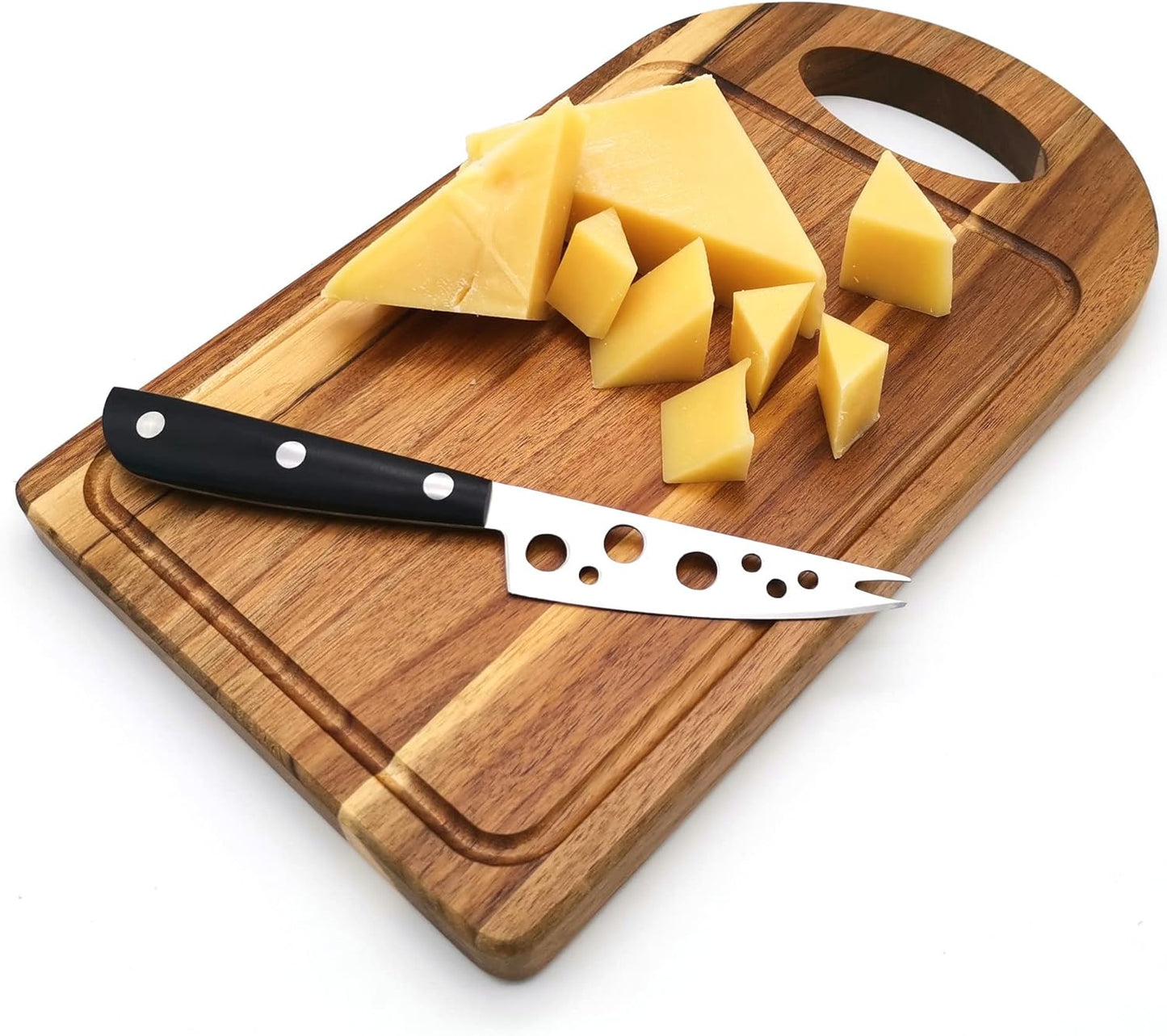 Cheese Knife, MATTSTONE HILL Cheese Knives Set - Soft & Semi Hard Cheese Knife, Soft Cheese Slicer, Cheese Cleaver, Hard Cheese Cutter, Premium Stainless Steel, Wood Handle