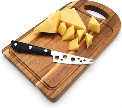 Cheese Knife, MATTSTONE HILL Cheese Knives Set - Soft & Semi Hard Cheese Knife, Soft Cheese Slicer, Cheese Cleaver, Hard Cheese Cutter, Premium Stainless Steel, Wood Handle