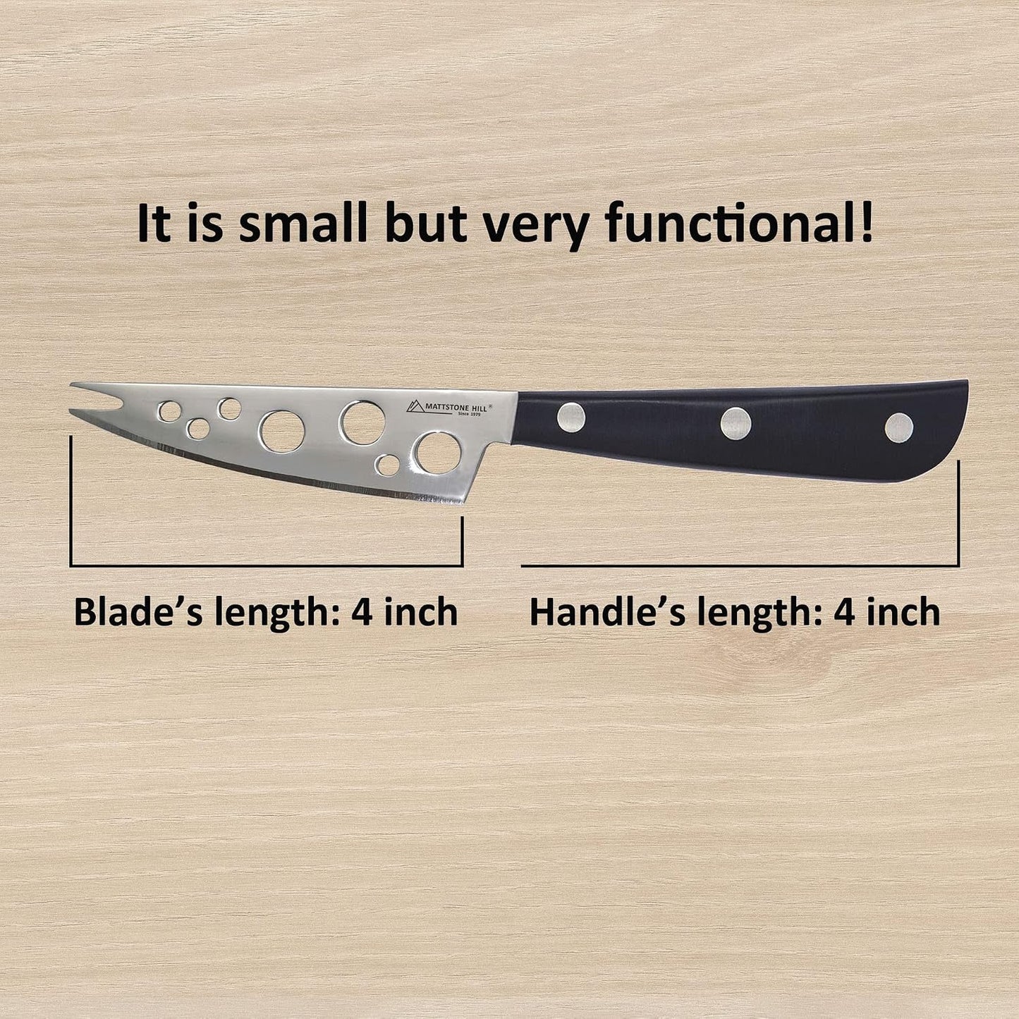 Cheese Knife, MATTSTONE HILL Cheese Knives Set - Soft & Semi Hard Cheese Knife, Soft Cheese Slicer, Cheese Cleaver, Hard Cheese Cutter, Premium Stainless Steel, Wood Handle