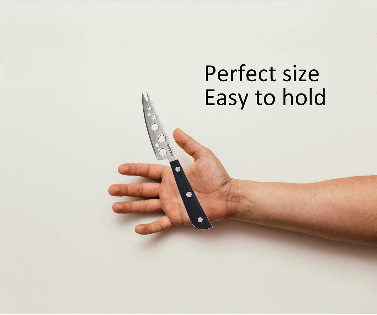 Cheese Knife, MATTSTONE HILL Cheese Knives Set - Soft & Semi Hard Cheese Knife, Soft Cheese Slicer, Cheese Cleaver, Hard Cheese Cutter, Premium Stainless Steel, Wood Handle