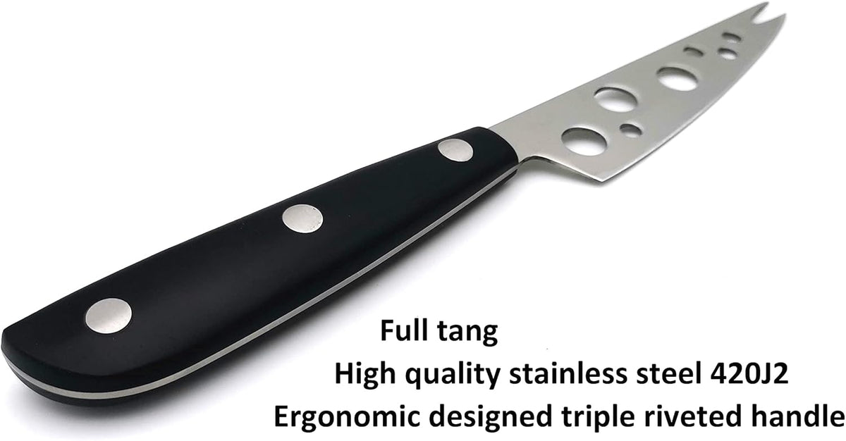 Cheese Knife, MATTSTONE HILL Cheese Knives Set - Soft & Semi Hard Cheese Knife, Soft Cheese Slicer, Cheese Cleaver, Hard Cheese Cutter, Premium Stainless Steel, Wood Handle